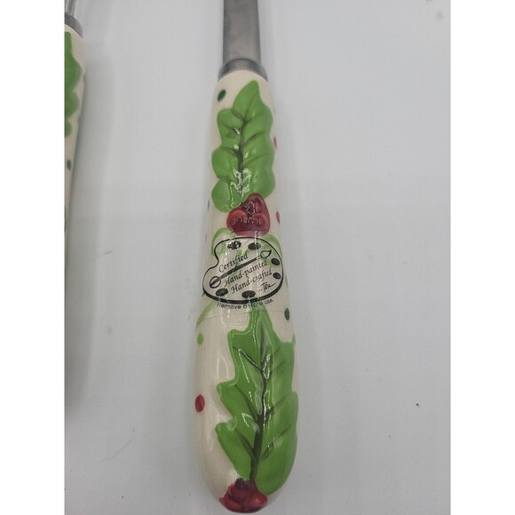 Temptations Tara Winter Whimsy Holly Ceramic Handle Stainless Whisk & Spoon - Picture 3 of 5